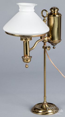 BRASS STUDENT LAMP, 19TH C.Brass