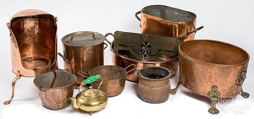 GROUP OF BRASS AND COPPER COOKWAREGroup