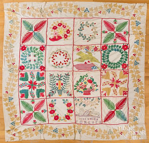 CIVIL WAR ERA APPLIQUE QUILT TOP,