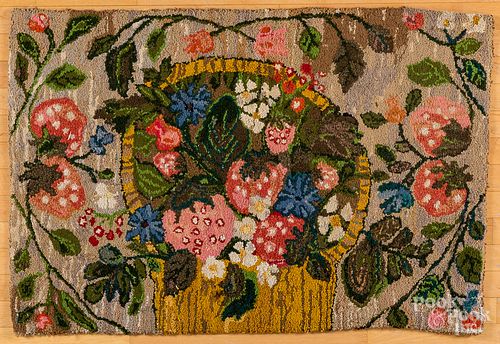 FLORAL AND STRAWBERRY HOOKED RUG  315578