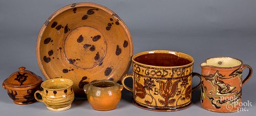 TWO PIECES OF CONTINENTAL REDWARE,