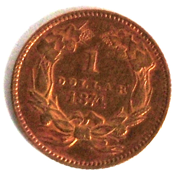 1874 Indian Princess Head $1 Gold Piece