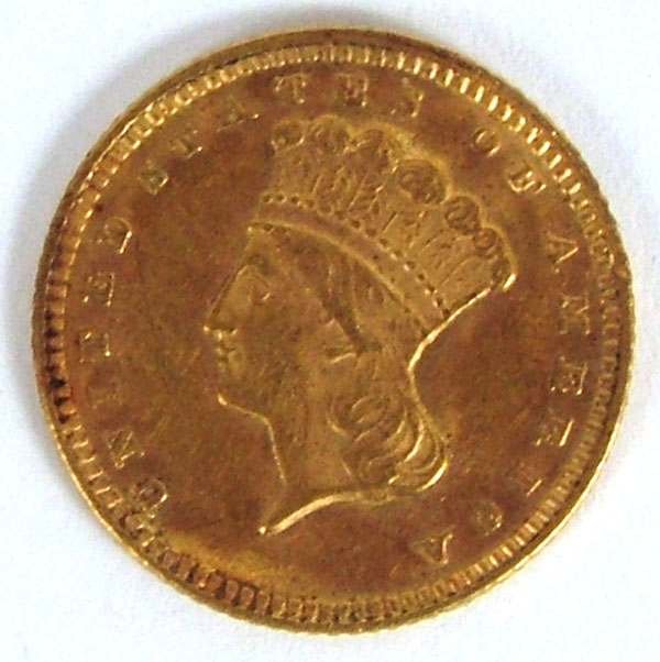 1874 Indian Princess Head 1 Gold 4ef00