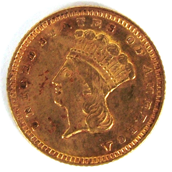 1874 Indian Princess Head 1 Gold 4ef01