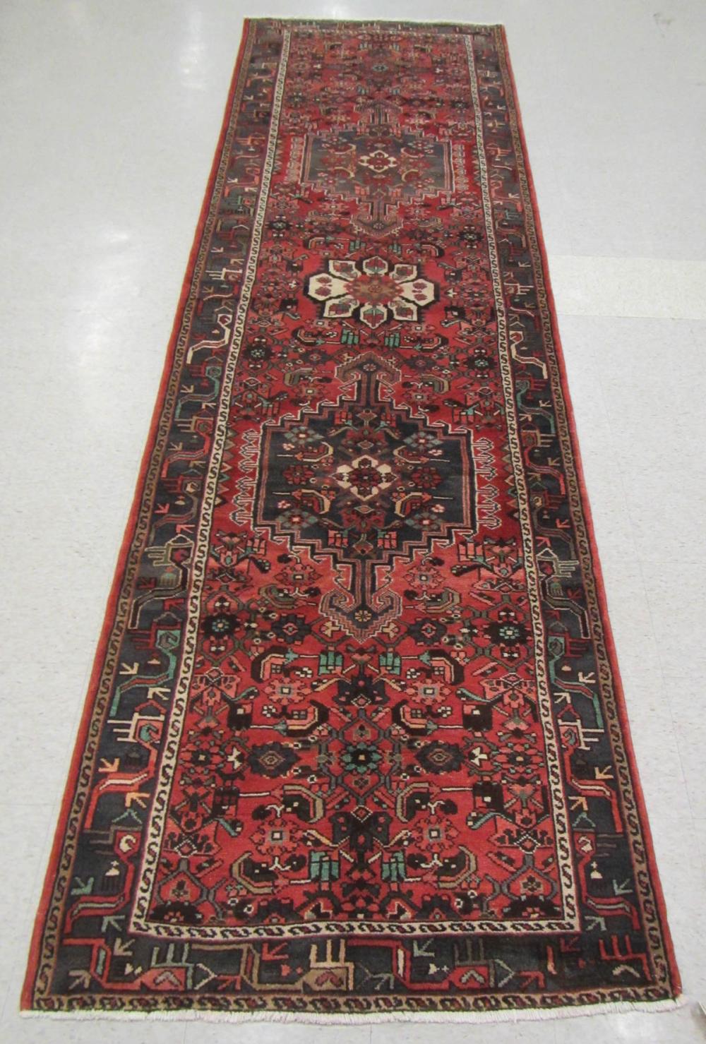 HAND KNOTTED PERSIAN HALL RUG,