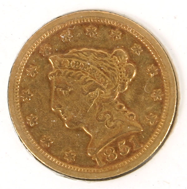 1851C 2 50 Liberty Gold Coin F VF 4ef04