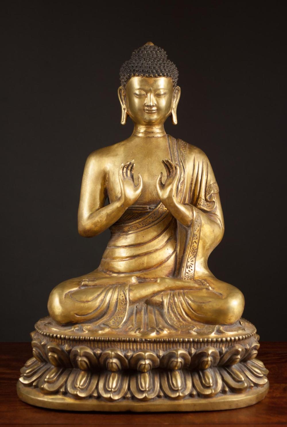 CHINESE GILT BRONZE BUDDHA SCULPTURE  31562b