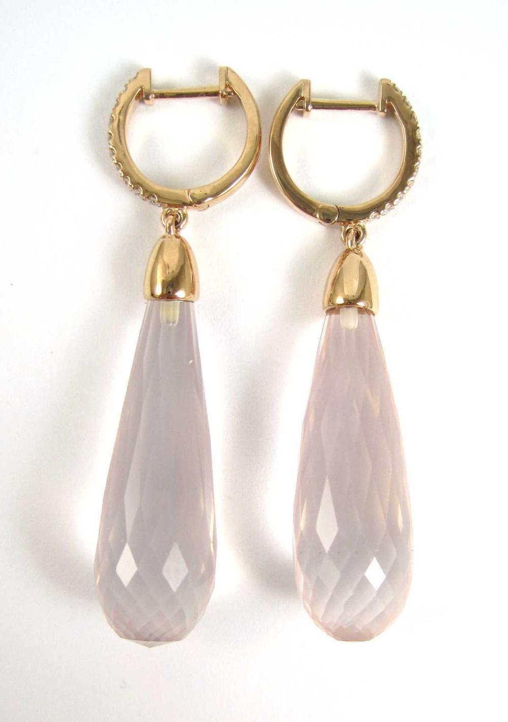 PAIR OF KUNZITE AND DIAMOND DANGLE 31566e