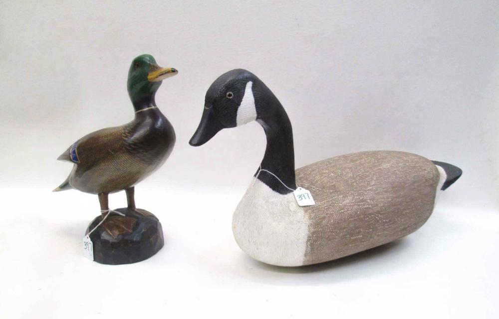 TWO CARVED WATERFOWL: THE FIRST A CANADIAN