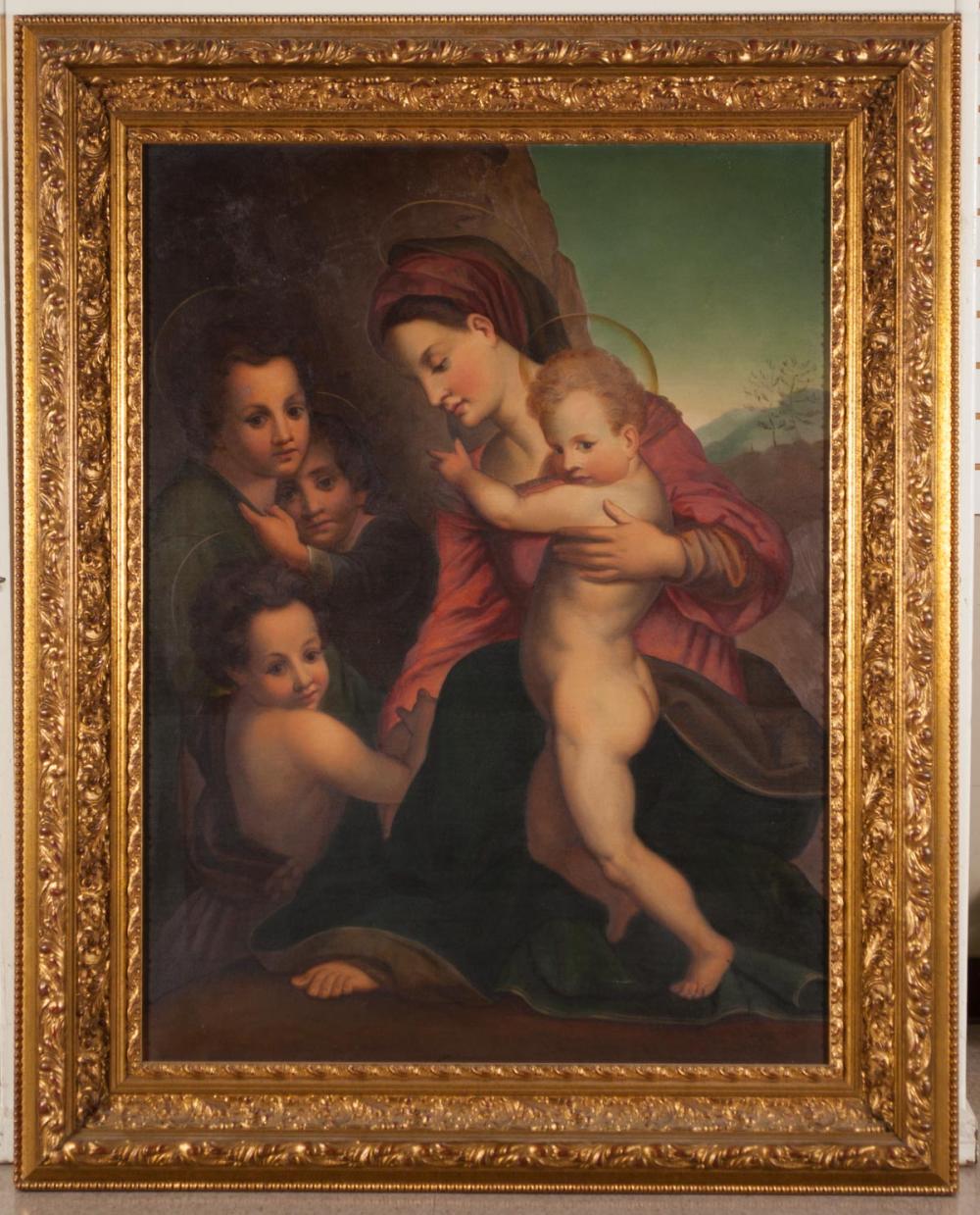 HOLY FAMILY OIL ON CANVAS, EARLY 20TH
