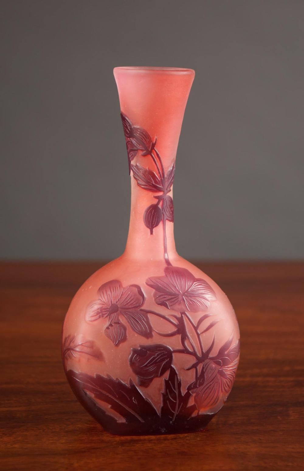 EMILE GALLE CAMEO GLASS BUD VASE  3156b2