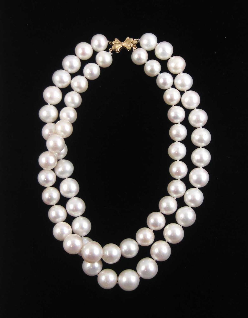 SOUTH SEA PEARL DOUBLE STRAND NECKLACE.