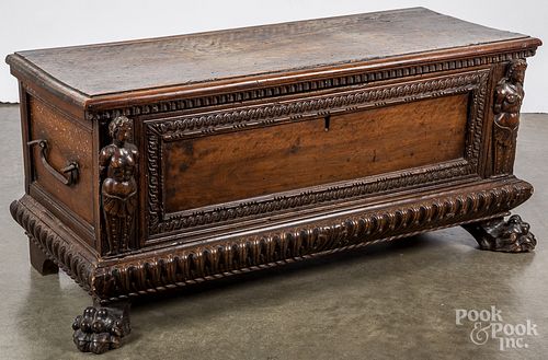 ITALIAN WALNUT CASSONE 18TH C Italian 3156ed