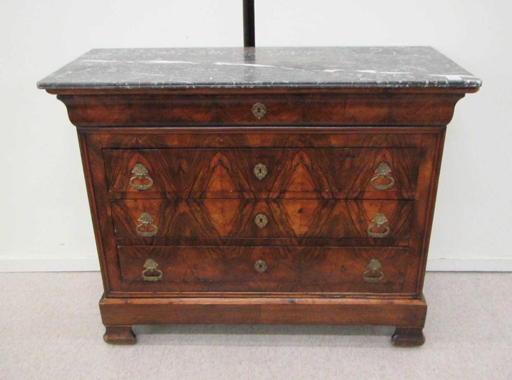 FOUR-DRAWER MARBLE-TOP CHEST OF