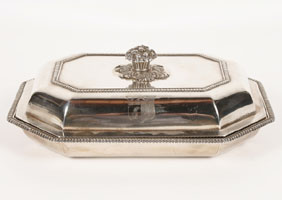 English silver covered server with