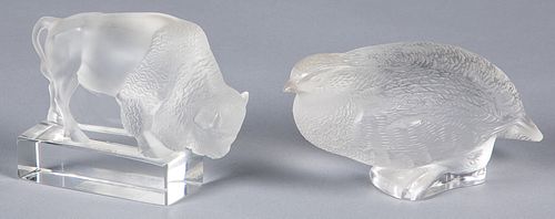 TWO LALIQUE GLASS ANIMALSTwo Lalique 315763