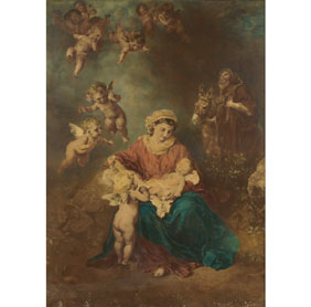 Religious print with Mary, Joseph,