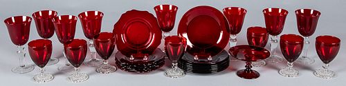 GROUP OF RUBY GLASS PLATES AND 315798