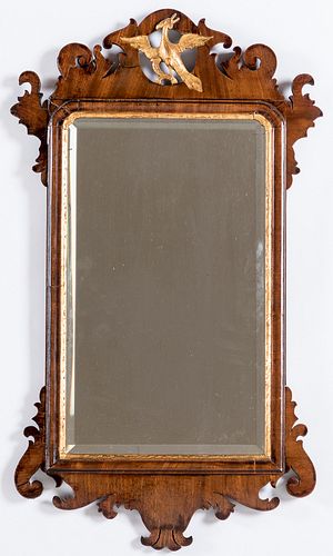 CHIPPENDALE MAHOGANY LOOKING GLASS  3157a4