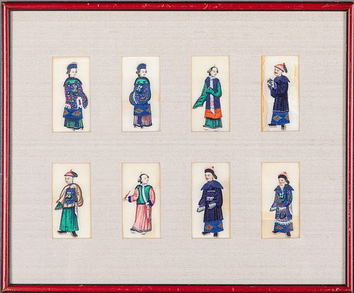 TWO GROUPS OF CHINESE PITH PAINTINGS,