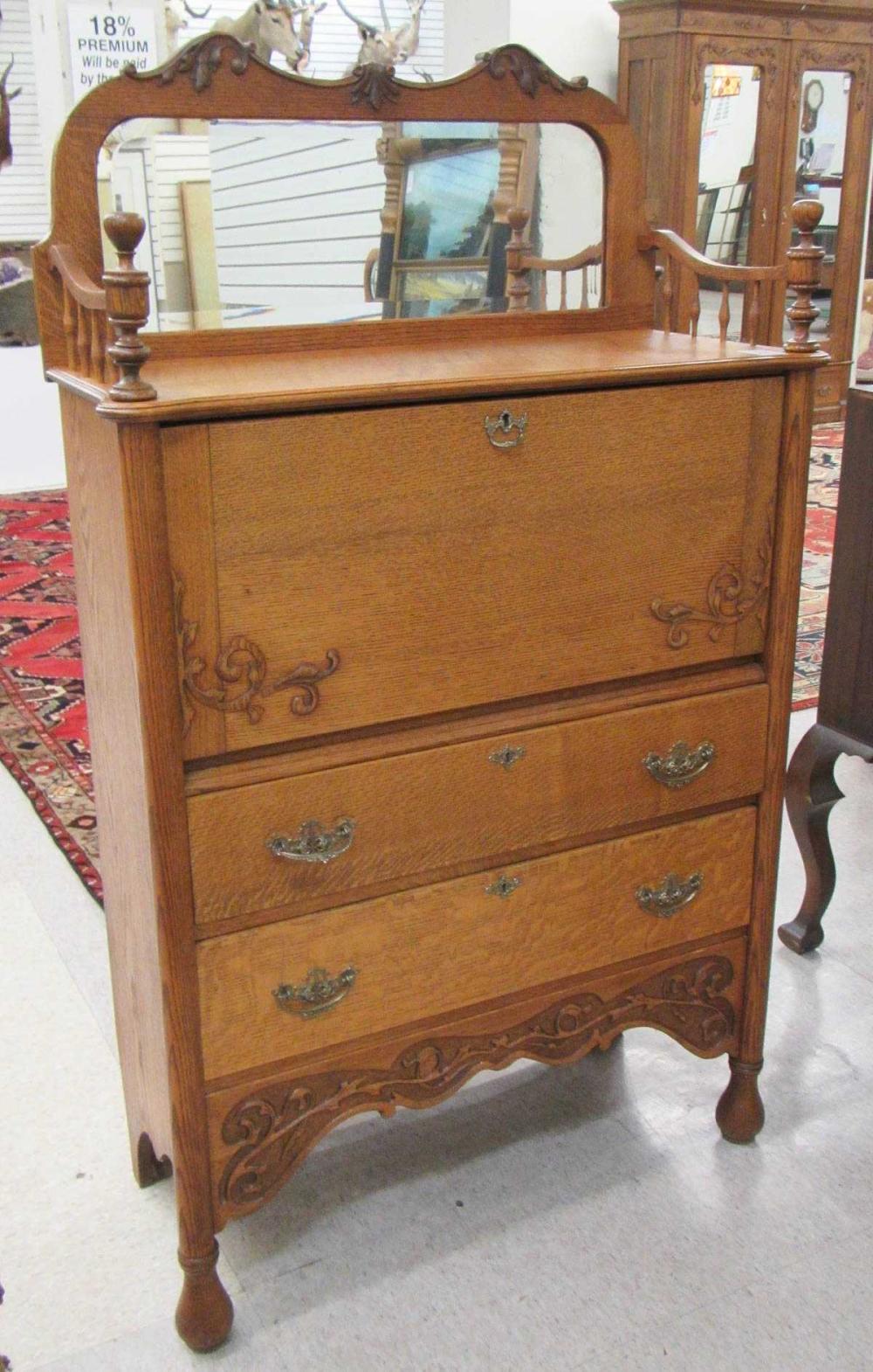 LATE VICTORIAN OAK SECRETARY DRESSER,