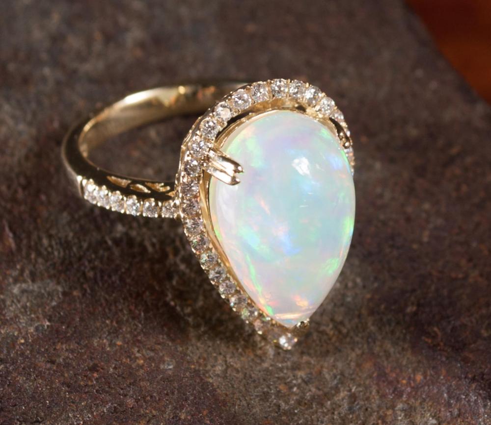 OPAL, DIAMOND AND FOURTEEN KARAT