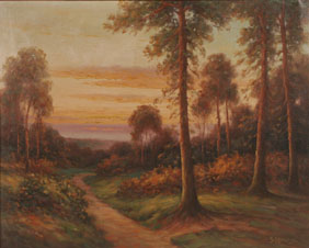 G.S. Drew oil on canvas, "Evening";