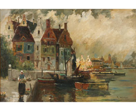 Dutch School scenic harbor view 4ef43