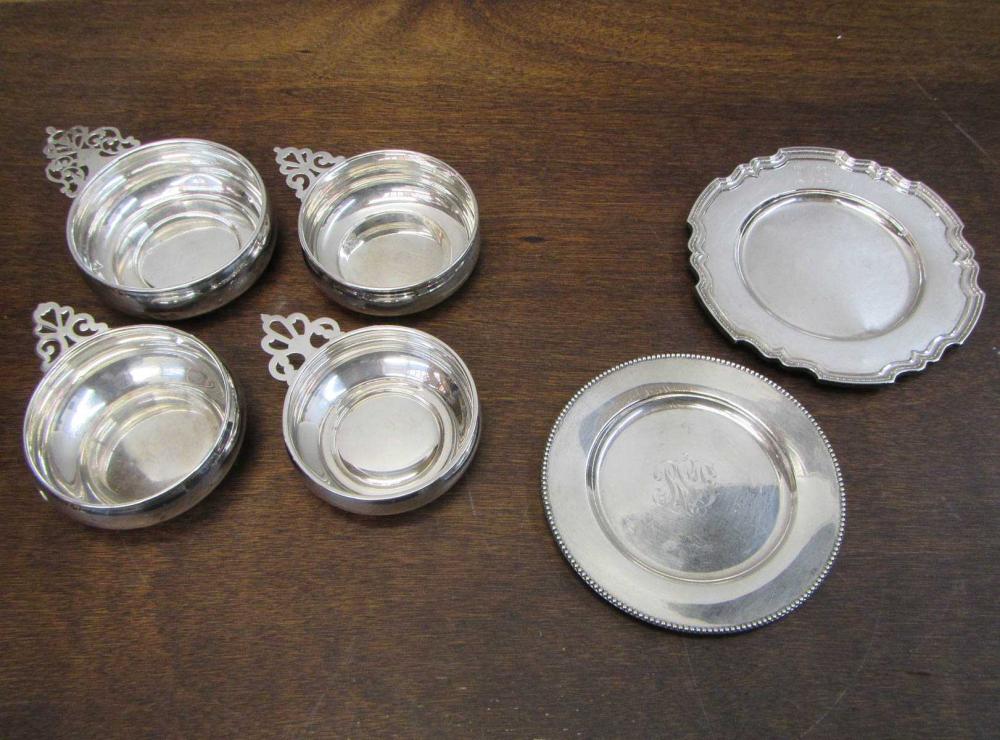 SIX STERLING SILVER TABLEWARE ITEMS,