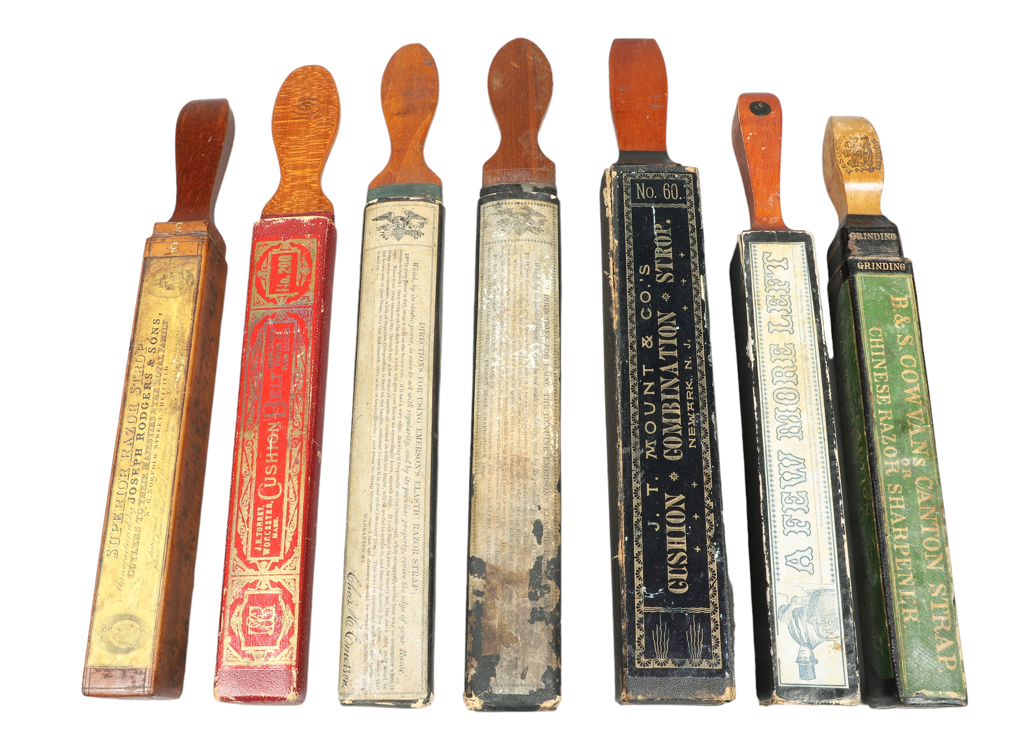 (7) Razor strops in cases with advertising,