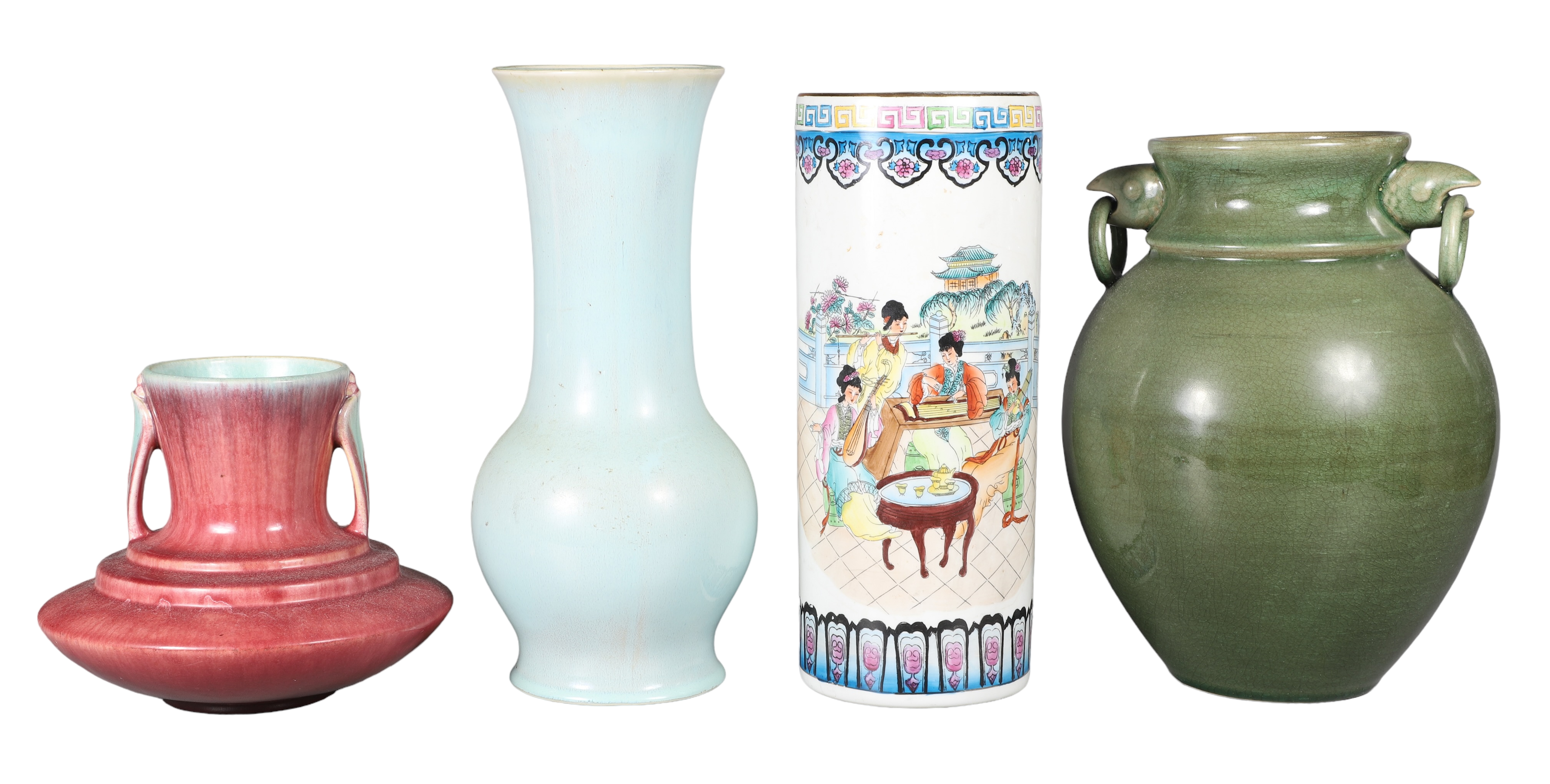 (4) Asian & style porcelain vases,