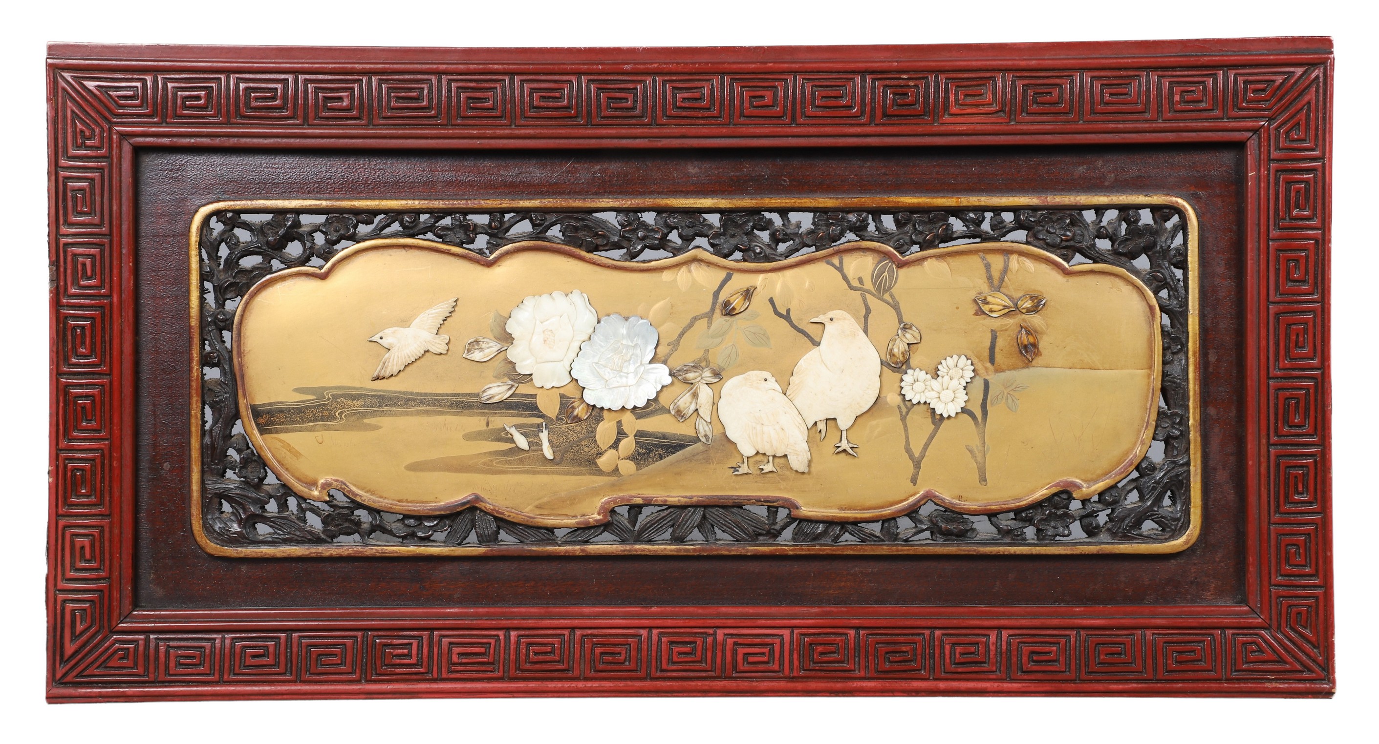 Japanese lacquer plaque shibayama 318009