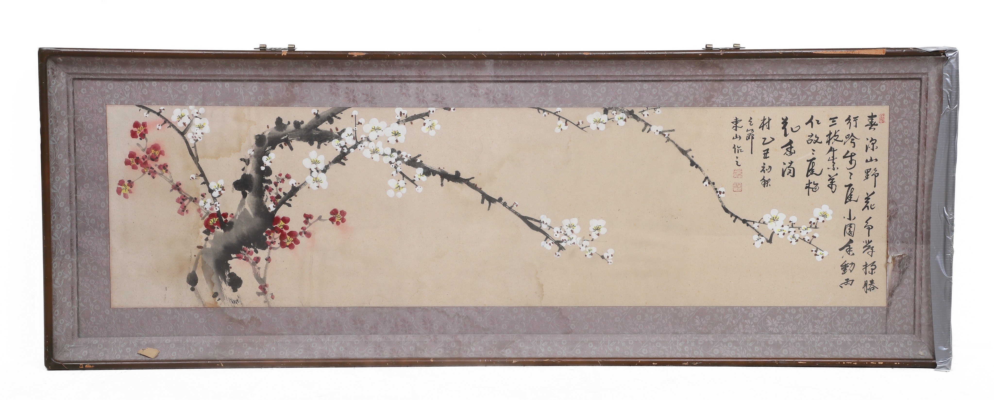 Framed Chinese scroll cherry tree  31801a