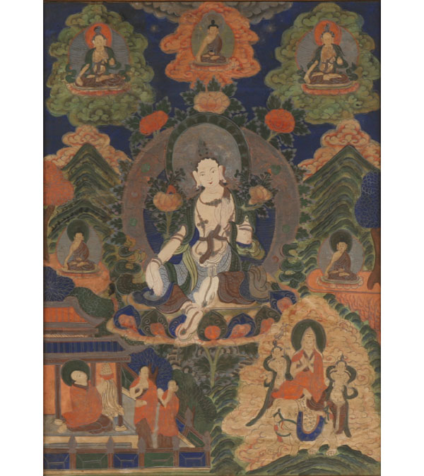 Two Tibetan painted thangkas depicting 4f336