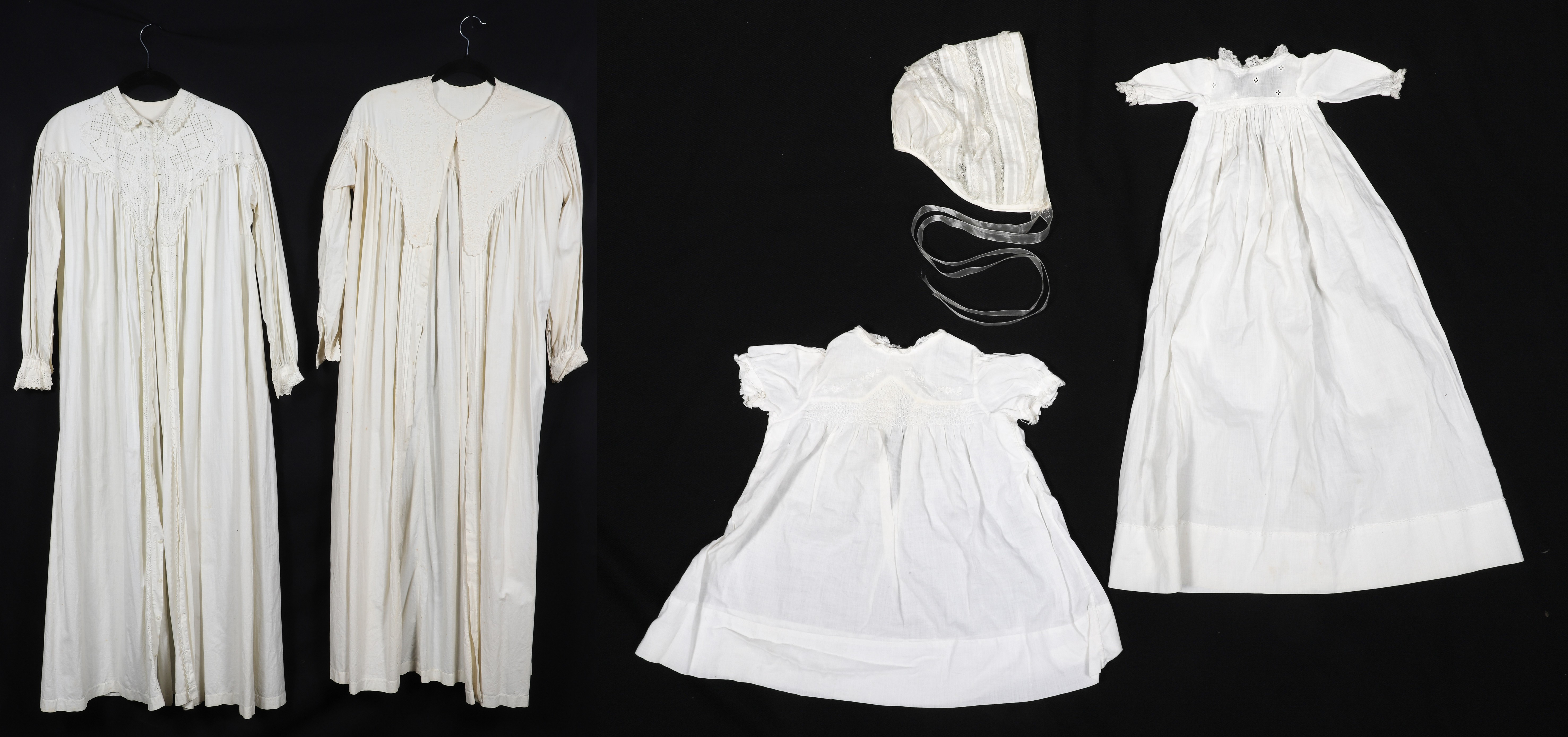 (2) Victorian cotton dressing gowns,