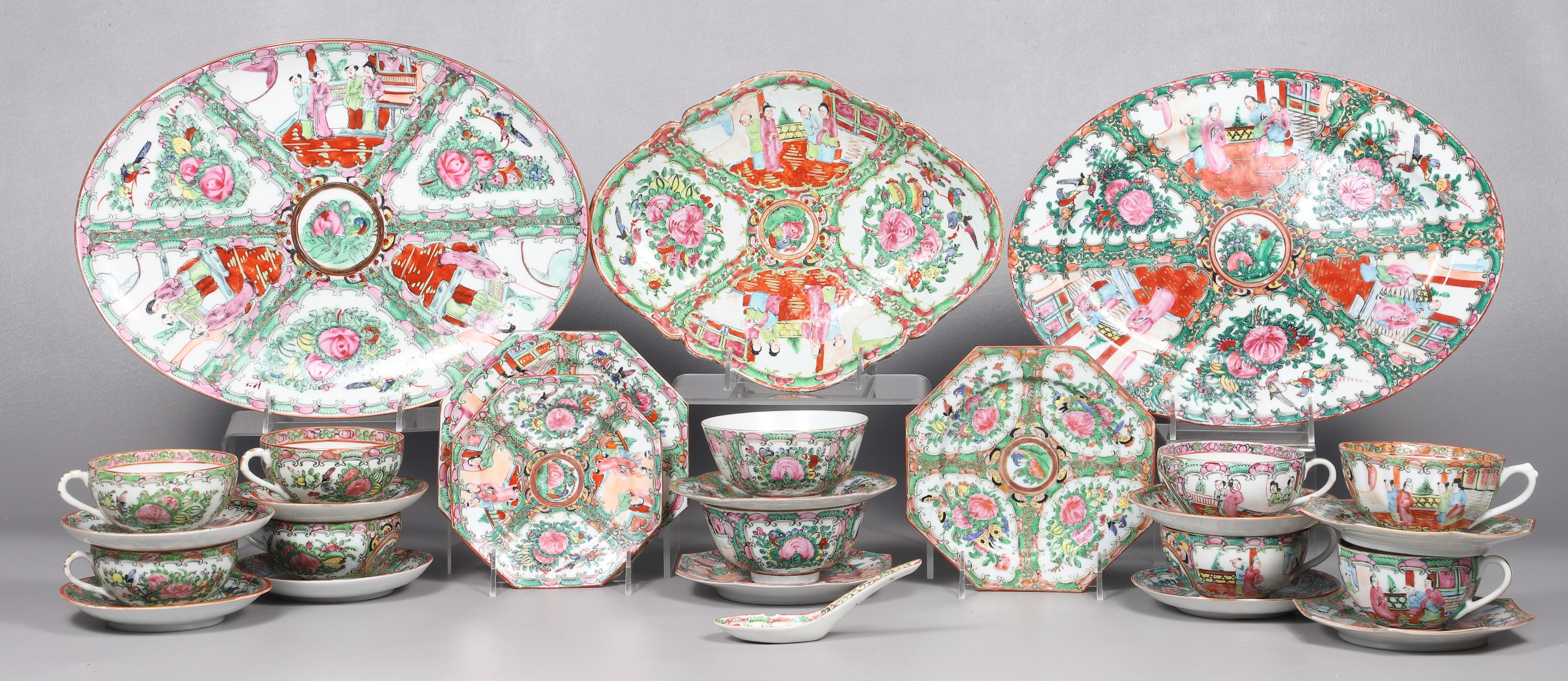 (26) Pcs Assorted rose famille tableware