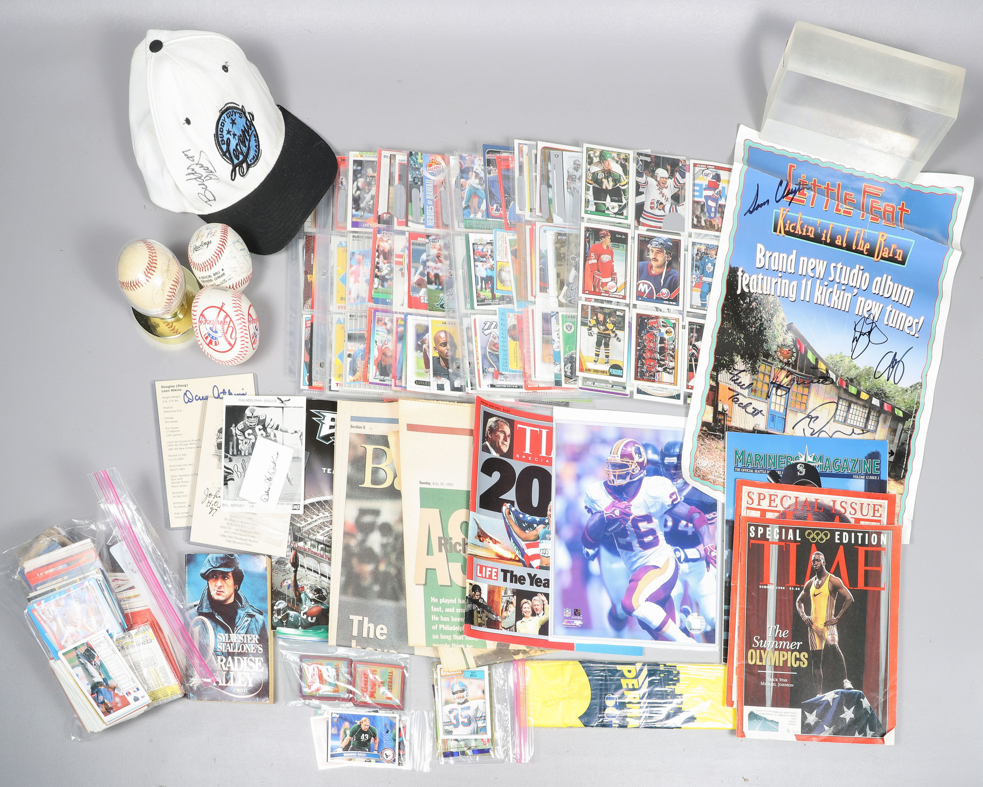 Lot of signed sports items, cards.