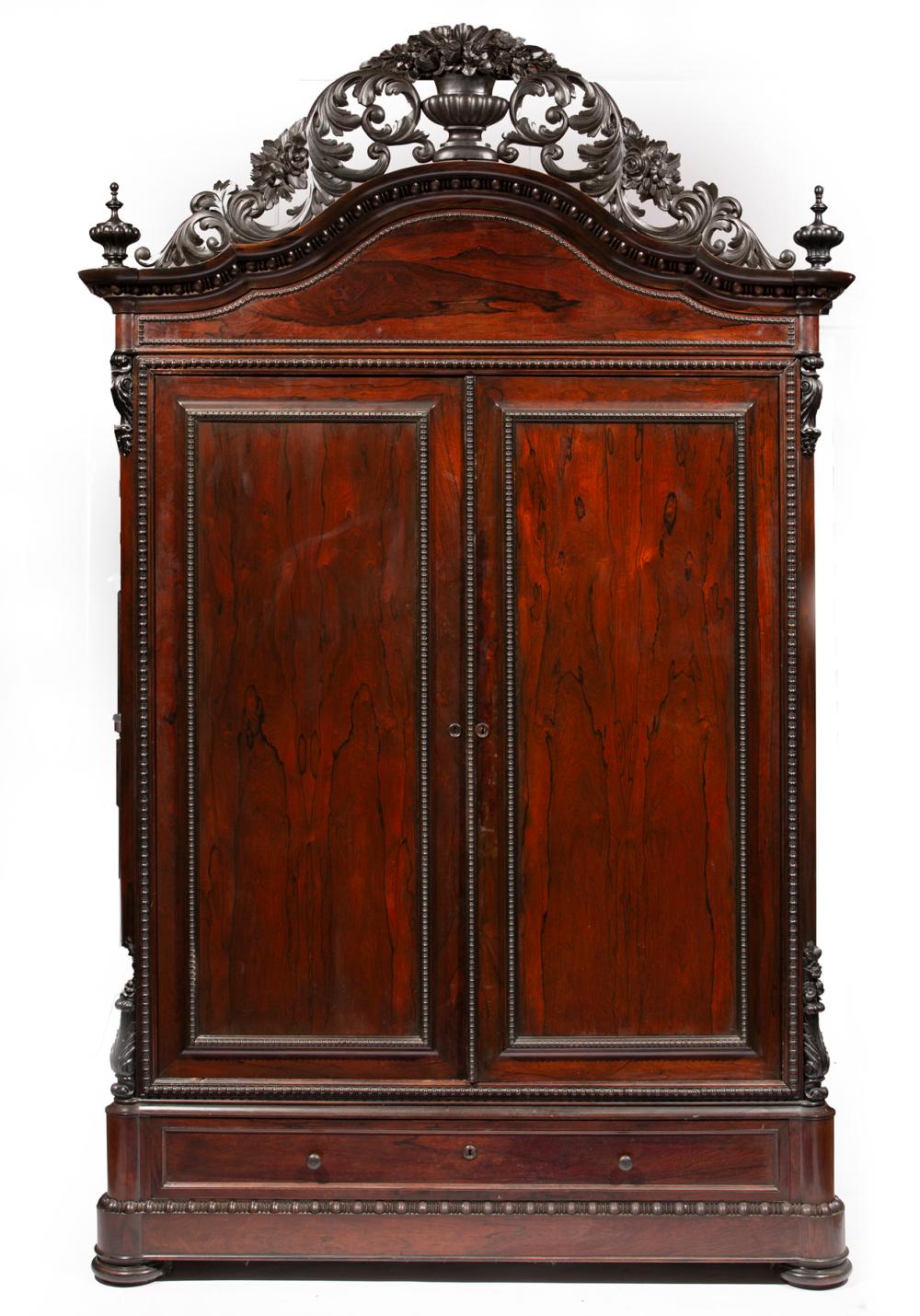 CARVED ROSEWOOD DOUBLE DOOR ARMOIRE  3180a8
