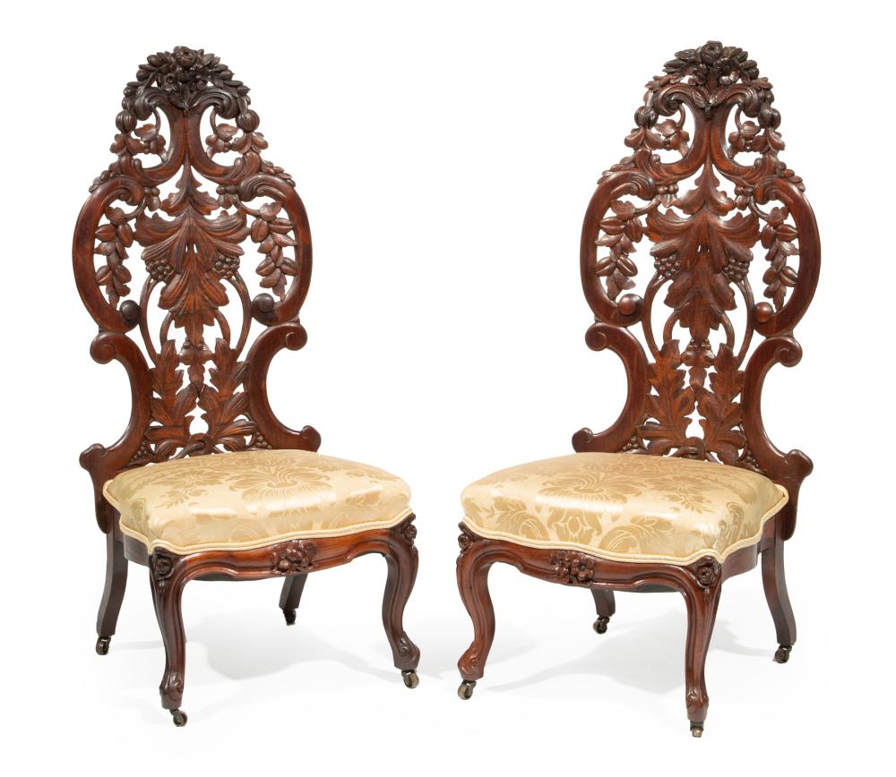 PAIR ROSEWOOD SLIPPER CHAIRS ATTR  3180c1