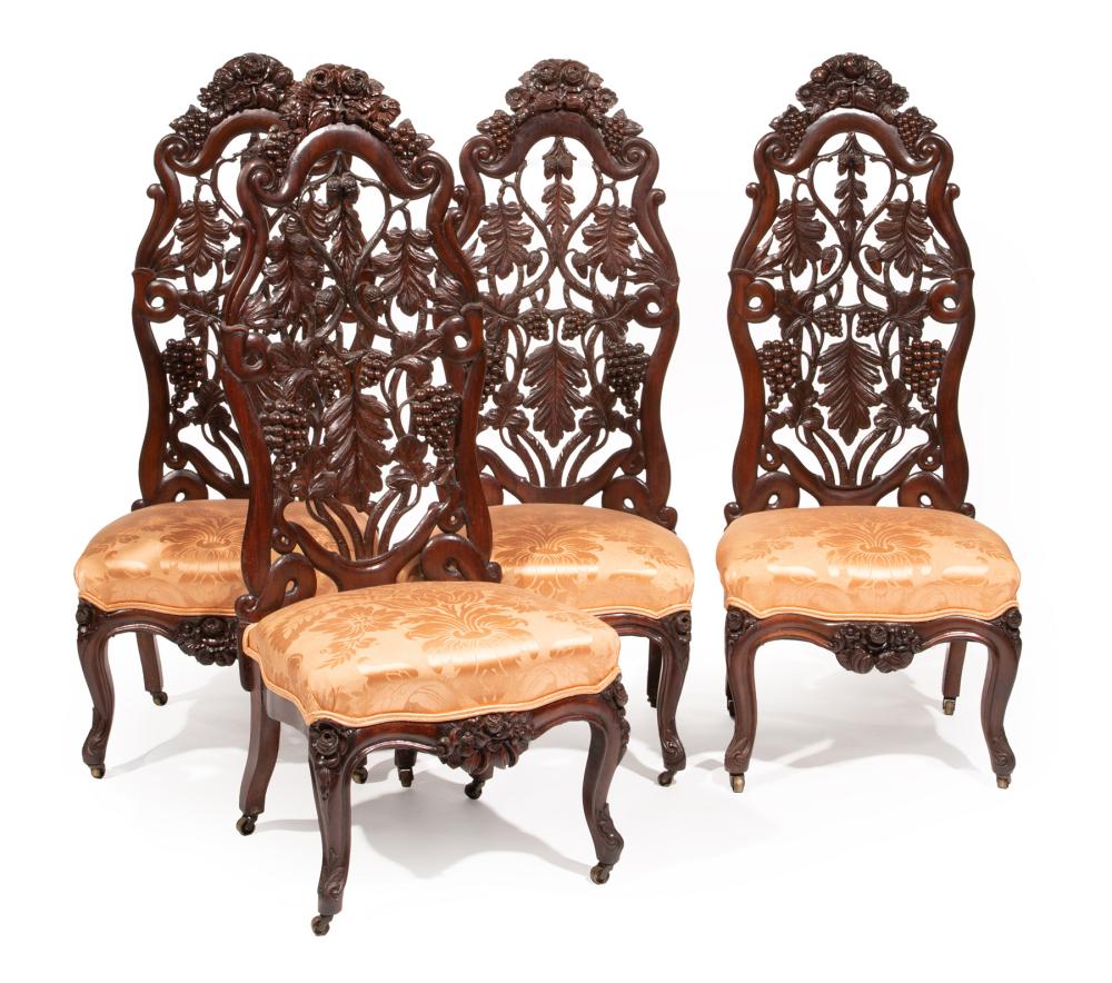 FOUR ROSEWOOD SLIPPER CHAIRS ATTR  3180bd