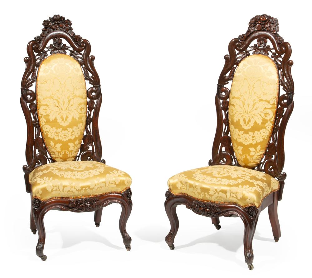 PAIR ROSEWOOD SLIPPER CHAIRS ATTR  3180bf