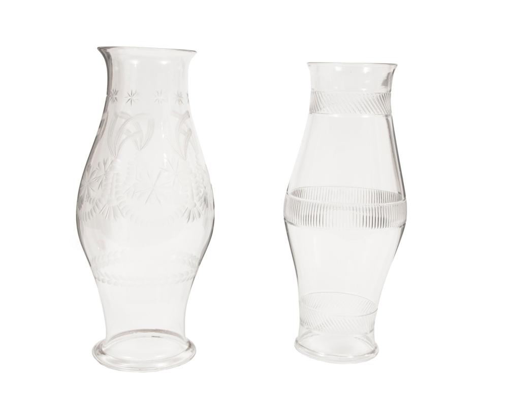 TWO GLASS HURRICANE SHADESTwo Antique 318111