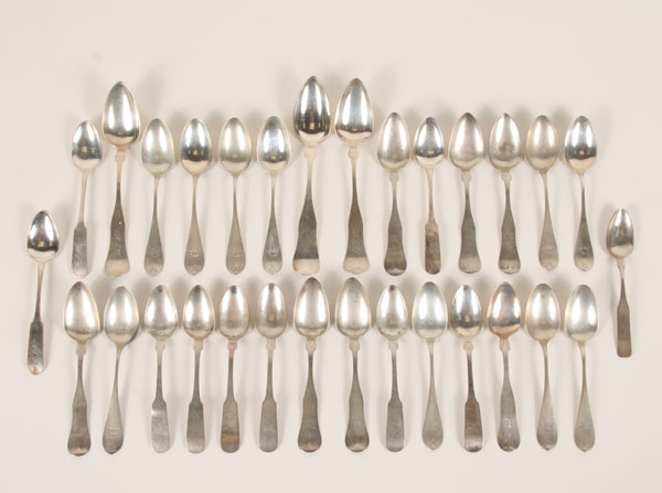 Coin silver spoons, various makers,