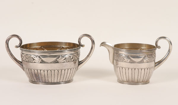 Danish Nouveau silver repousse sugar