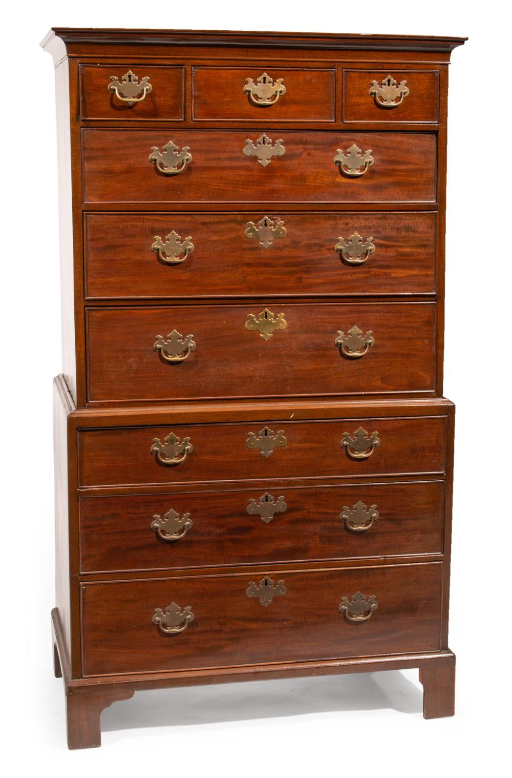 GEORGE III MAHOGANY CHEST-ON-CHESTGeorge