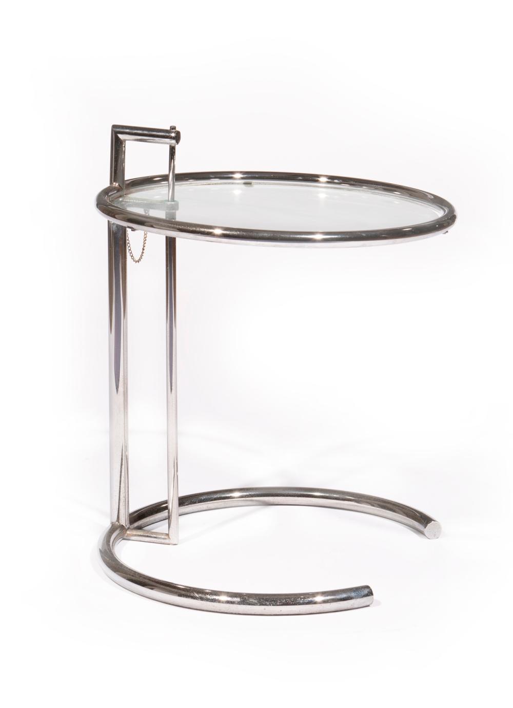 EILEEN GRAY CHROME AND GLASS SIDE