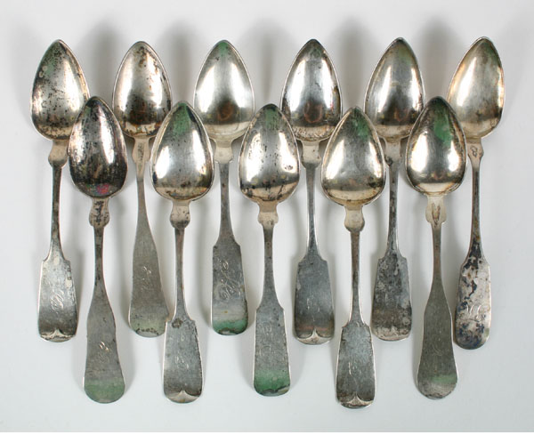 Ten coin silver spoons, various makers