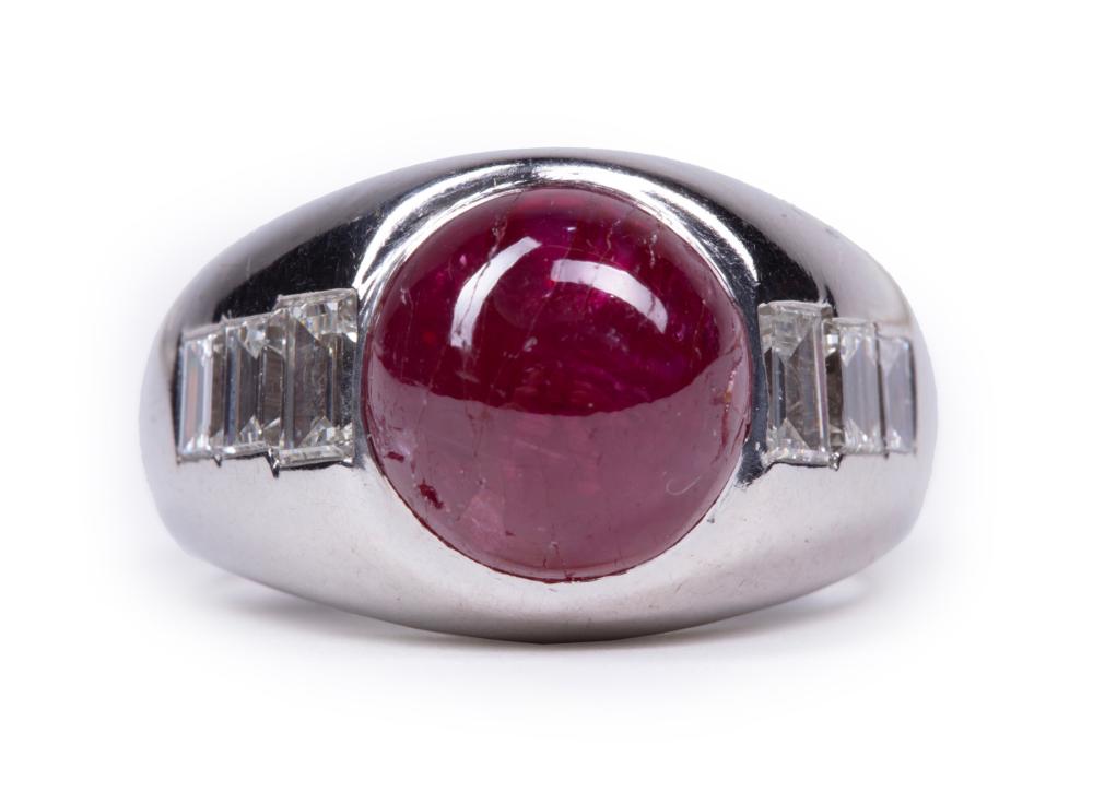 14 KT. WHITE GOLD, RUBY AND DIAMOND