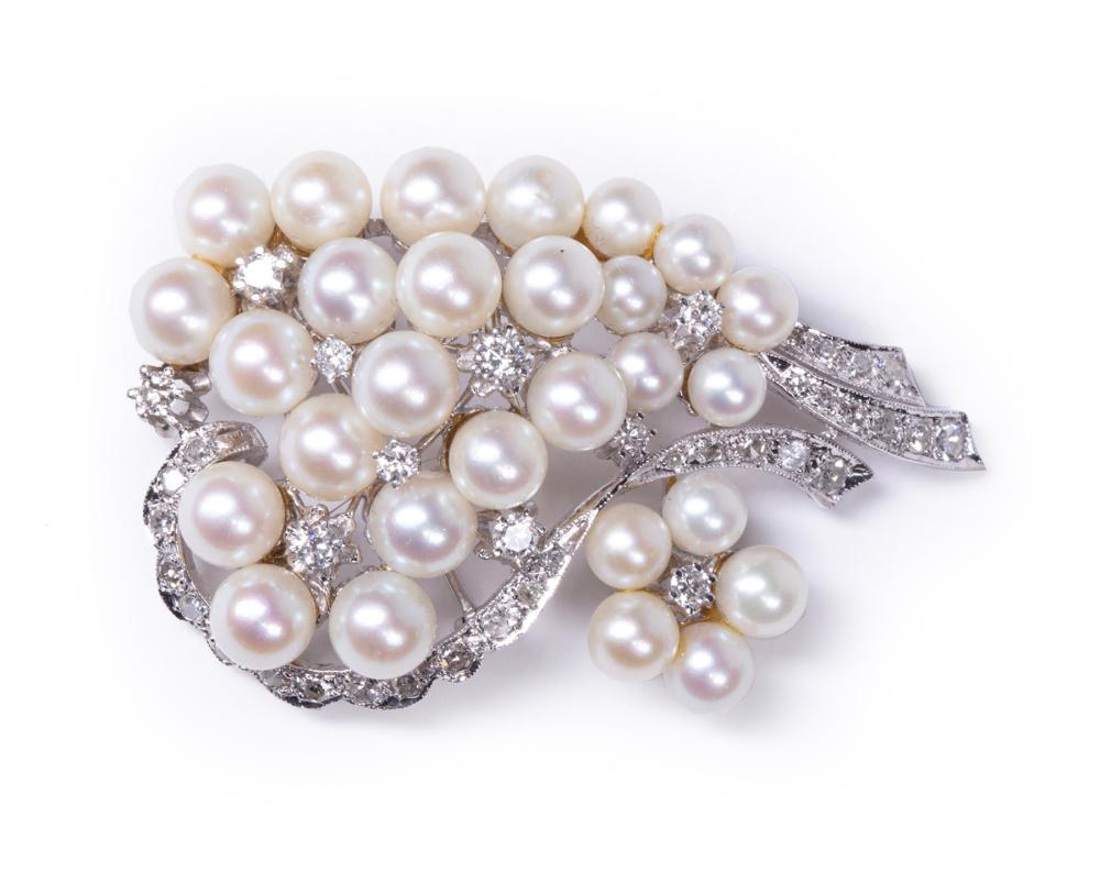 14 KT WHITE GOLD PEARL AND DIAMOND 3181e3