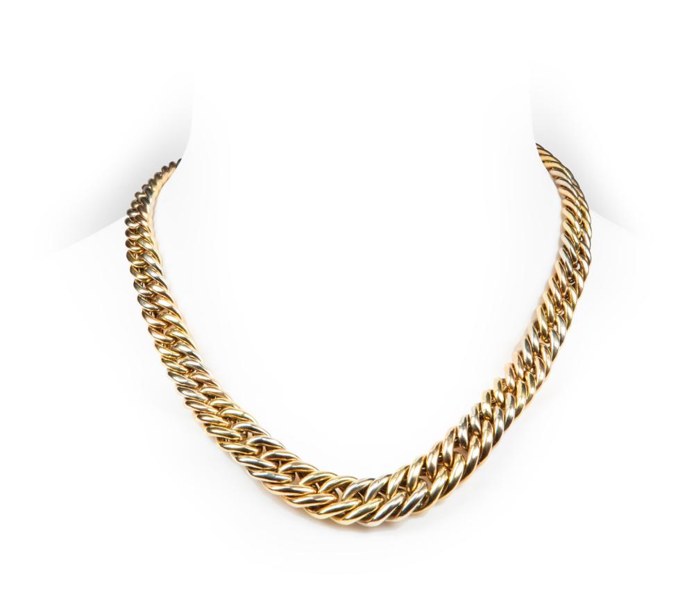 18 KT TRICOLOR GOLD CUBAN CHAIN 31821a